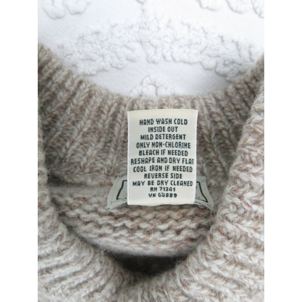 LL Bean Lambs Wool Henley Sweater Mens XL Oatmeal Beige Button Mock Neck 28517 - Picture 4 of 7